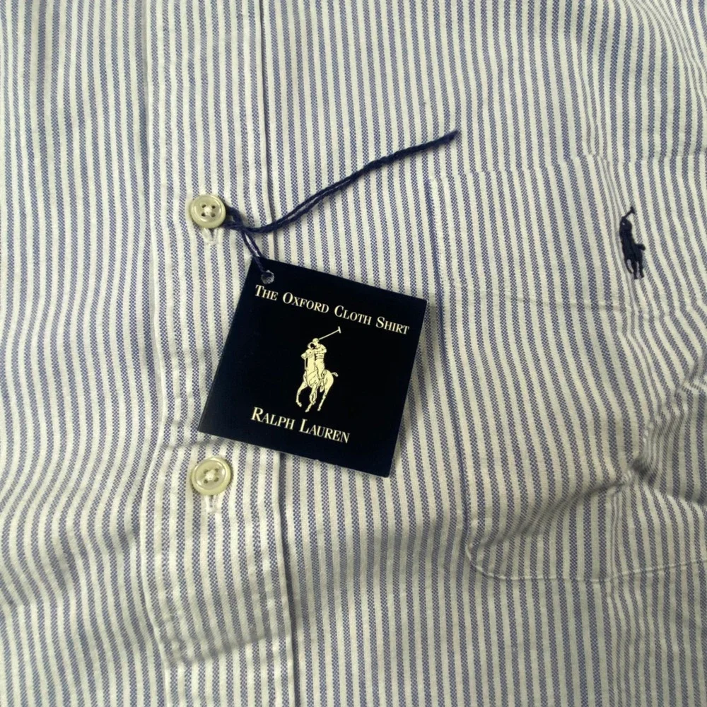 Polo Ralph Lauren Big Shirt Mens XXL Blue White Striped Oxford Button Down NWT